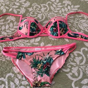 Xhilaration Pink Floral Bikini Set